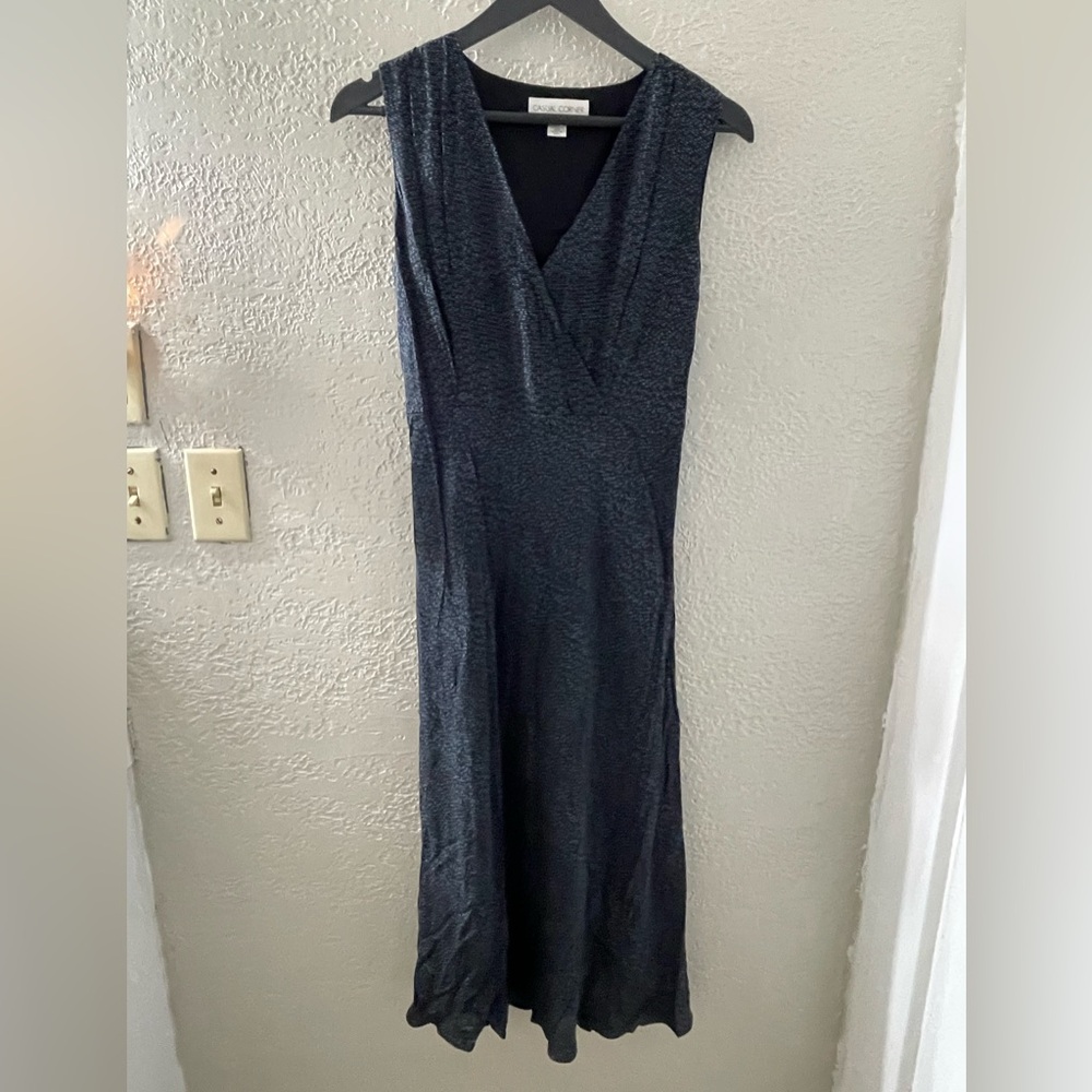 Casual Corner Women’s 100% Silk Black Textured Maxi Dress Size 2